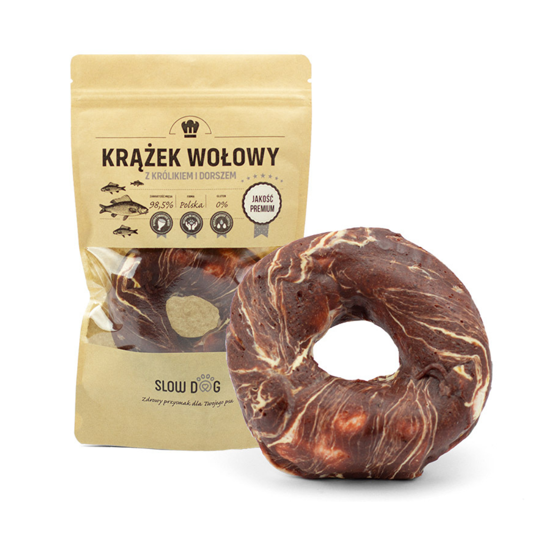 Krążek wołowy owinięty królikiem i dorszem 11 cm - 1 szt.
